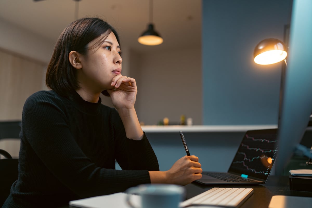 business person analyzing data