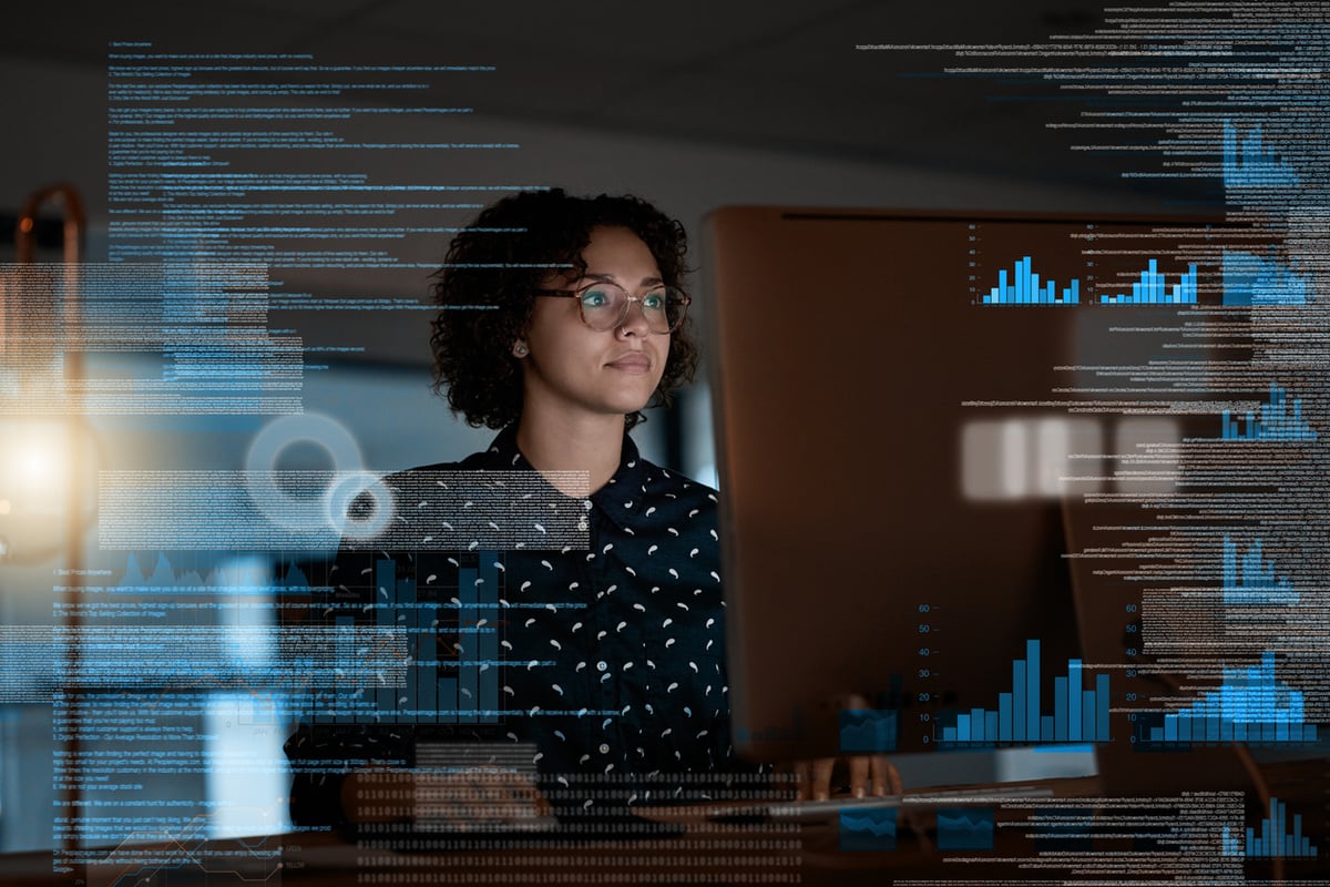 business professional examining companies