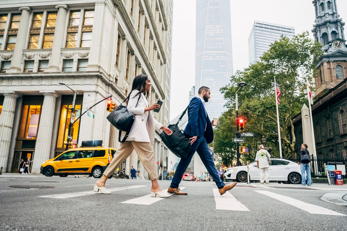 walking to a business meeting