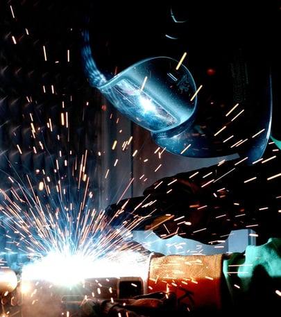 welding worker at his job