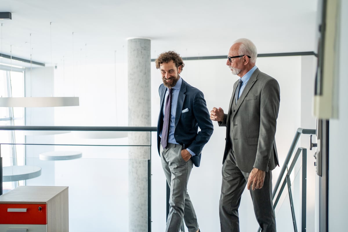 private equity analyst and LP discussing business ideas