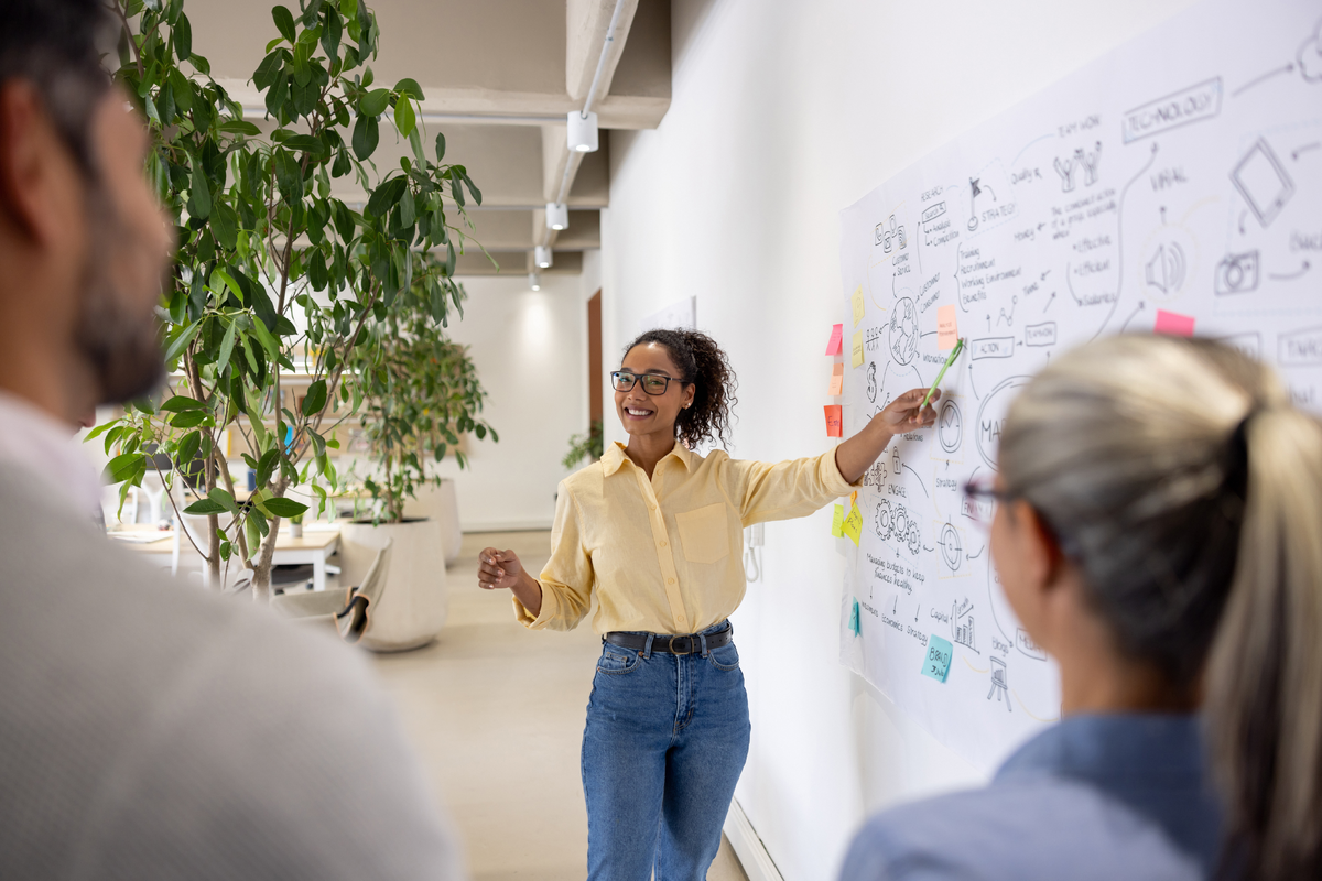 woman in office explaining concept