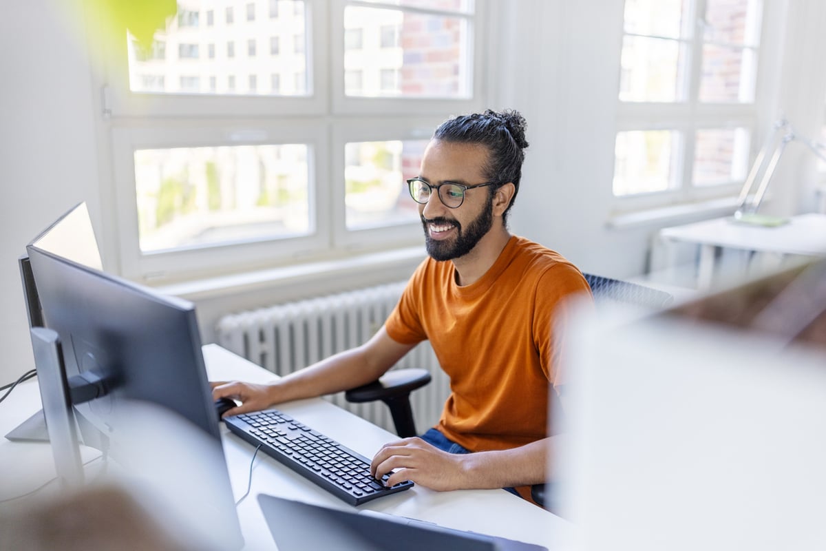 software engineer at desk