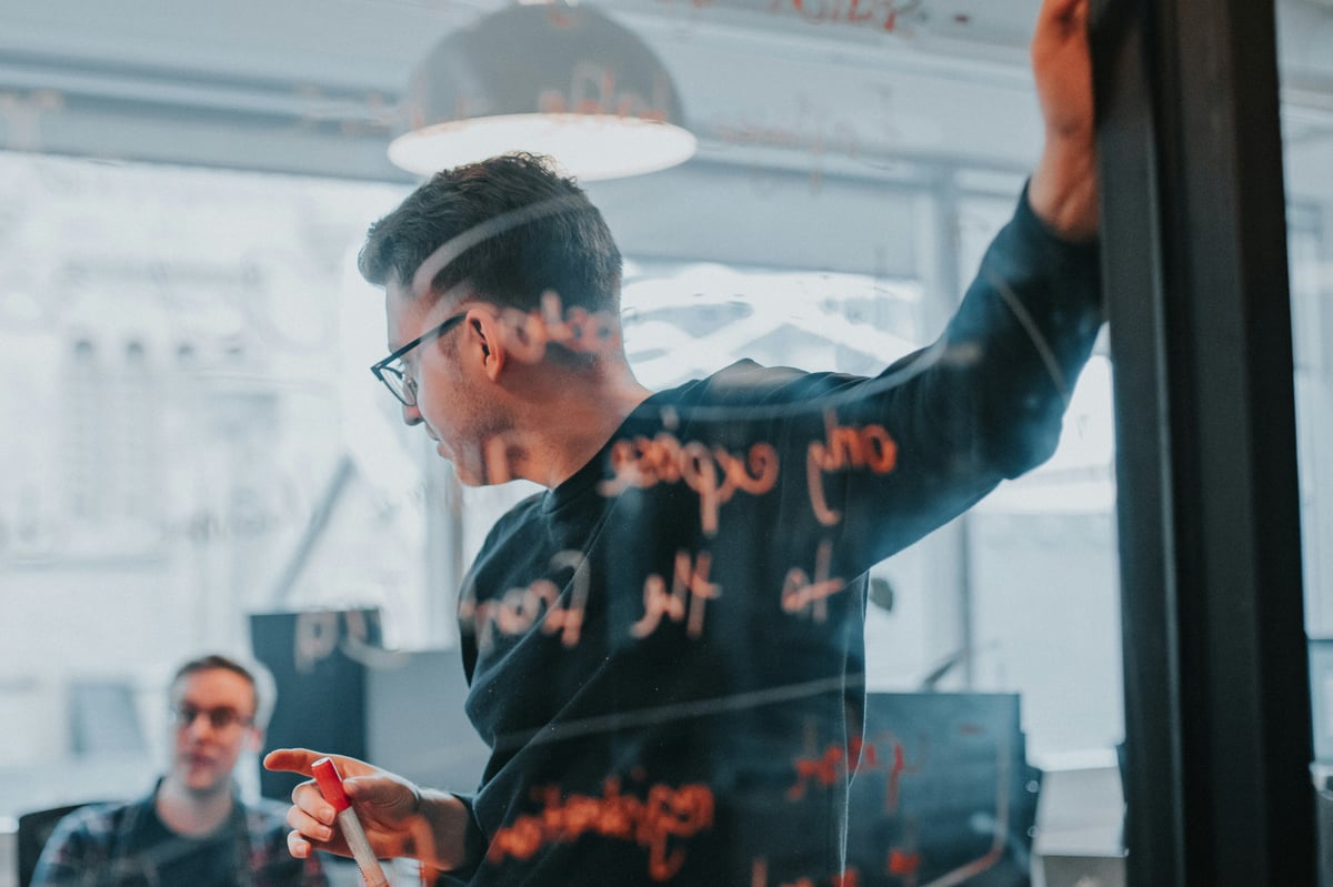 collaborating around a whiteboard