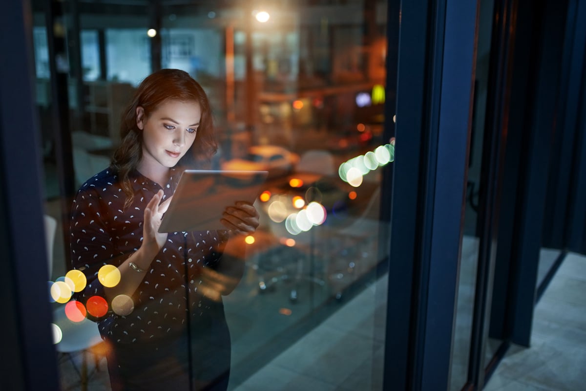 woman with futuristic software